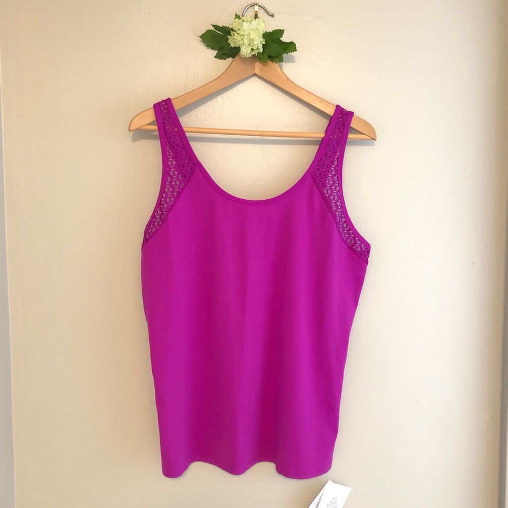 NWT Fabletics Pink Drape Demi Tank [Sz L]